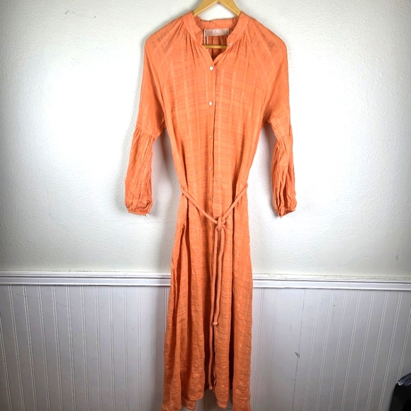 Cali Cali Sreaming Elizabeth Boho Elegant Orange Kaftan Maxi Dress Size Xs